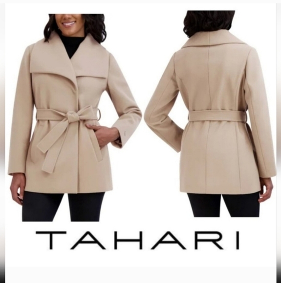 Tahari Jackets & Blazers - NWT Tahari Ladies' Faux Wool Wrap Coat, Cream, Nwt